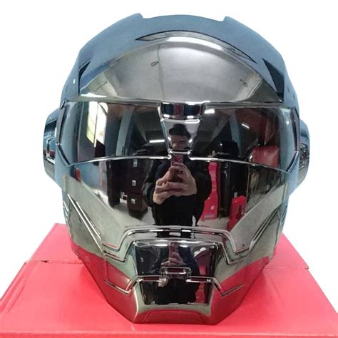 Plating Chrome Electroplate Gray Masei Ironman Motorcycle Helmet