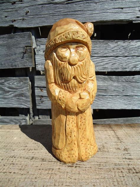 Hand Carved Santa Wooden Santa Claus Wood Statue Christmas | Etsy | Statue, Wood statues, Wooden ...