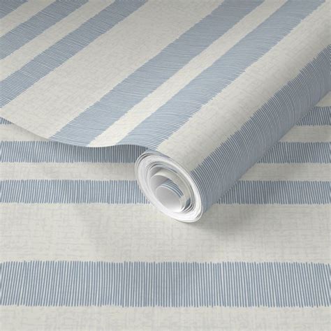 Country Linen Varied Stripes Blue Wallpaper Wallpaper Blue