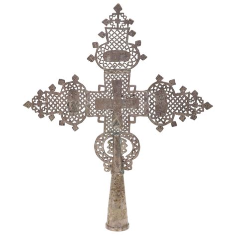 Ethiopian Hand Crafted Metal Coptic Processional Cross Ebth