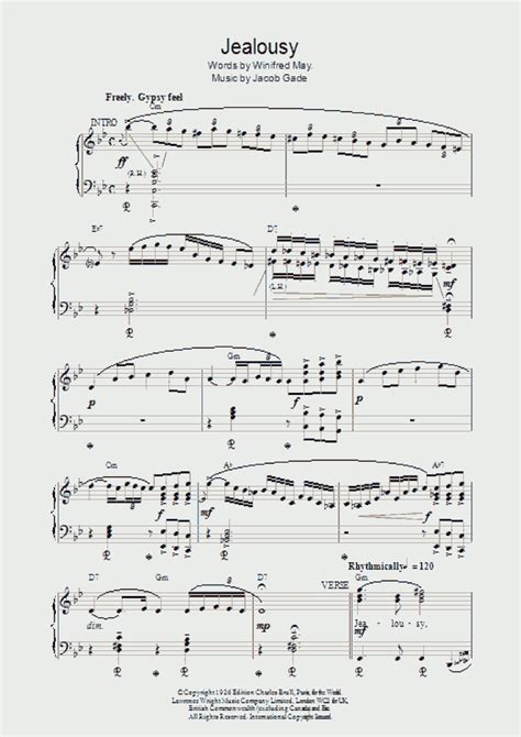 Jealousy Piano Sheet Music Onlinepianist