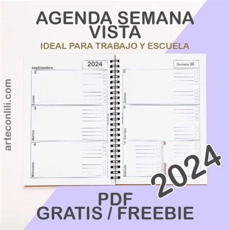 Agenda 2024 PDF Para Imprimir Gratis Semanal M3 Arteconlili