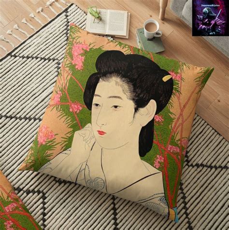 Woman At Hot Spring Inn Hashiguchi Goyo Floor Pillow Hot Springs