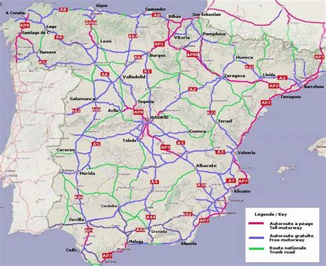 España Carretera Mapa Mapa De España De La Carretera En El Sur De Europa Europa