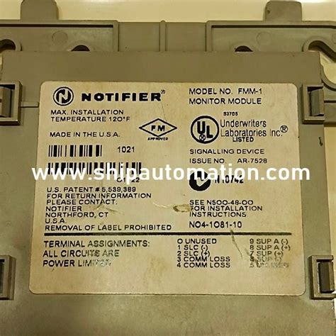 Notifier FMM 1 Monitor Module Fire Detection Ship Automation