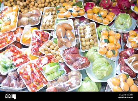 Fruits And Vegetables In Packing Stock Photo Alamy