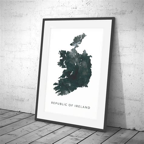 Republic Of Ireland Map Watercolour Print Watercolor Map Etsy Ireland