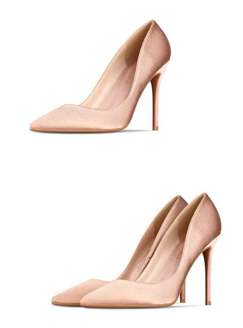 Escarpin Nude Talon Haut En Soie Pointu