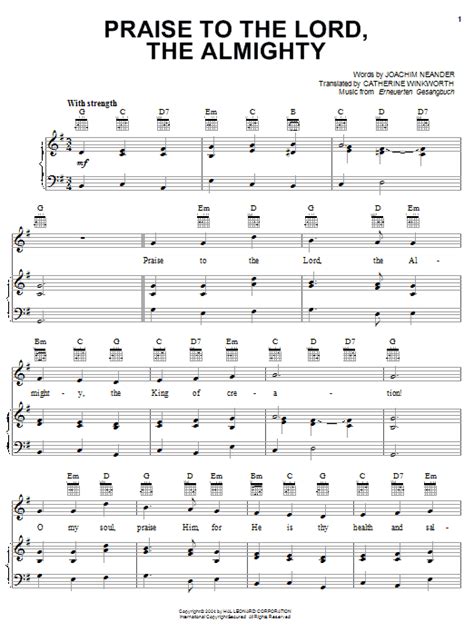 Praise To The Lord, The Almighty | Sheet Music Direct