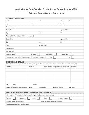Fillable Online Ecs Csus Application For CyberCorps Scholarship For
