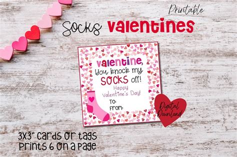 You Knock My Socks Off Digital Valentine Cards Printable Sock Etsy