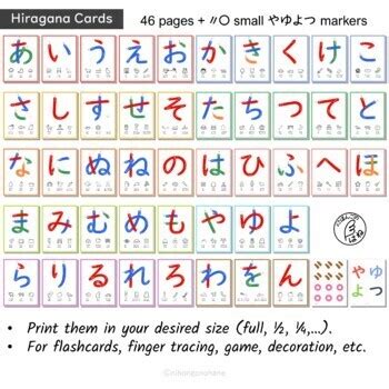 Hiragana Cards Colour Japanese Alphabet Flashcards For Beginners