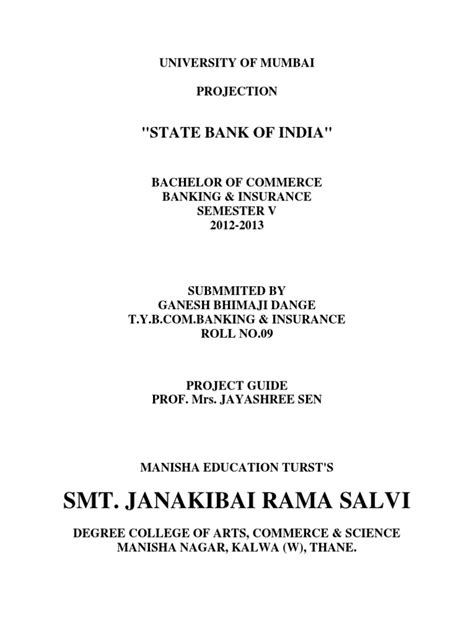 Sbi Project Banks Financial Services