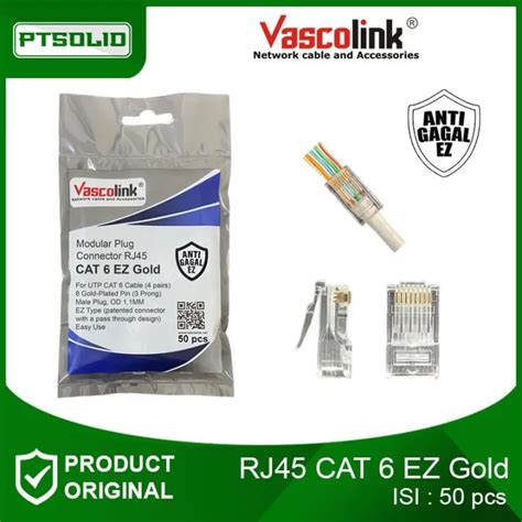 Vascolink Rj Connector Cat Ez Gold Pack Isi Pcs Lazada