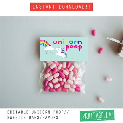 Editable Rainbow Unicorn Poop Rainbow Unicorn Printables Rainbow Unicorn Party Unicorn Poop ...