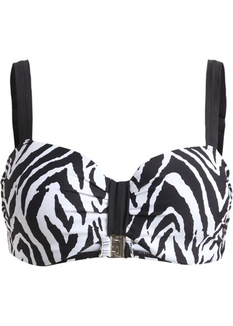 Sch Nes Bikini Oberteil Mit Tollem Print Schwarz Cup E Damen