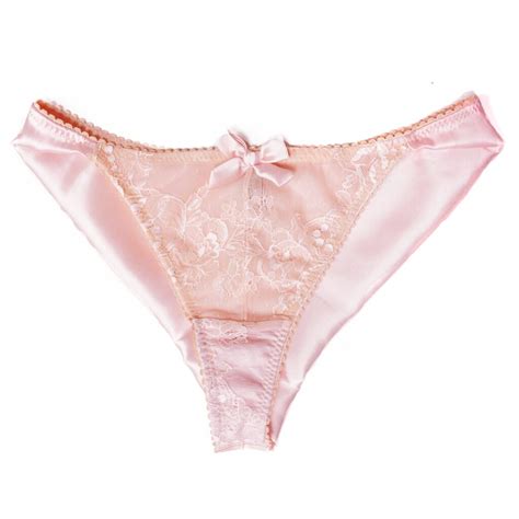 Silk Panties In Pink Lace Silk Tanga Shape Marianna Giordana Paris