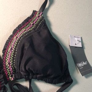 Mossimo Supply Co Swim Nwt Mossimo Smocked Triangle Bikini Top Black Poshmark
