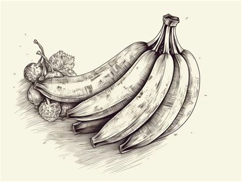 Hand Drawn Sketch Of Some Bananas, Line Art Banana PNG Transparent ...