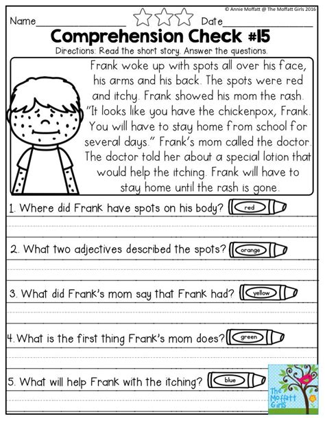 Reading Comprehension Answer Sheets