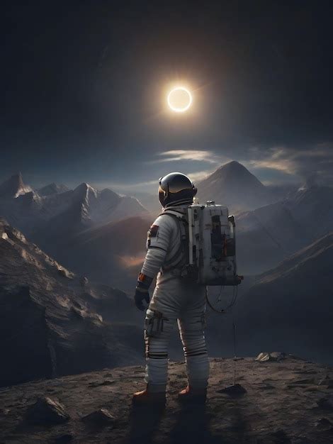 Astronauta En El Fondo De La Luna Renderizaci N En D Foto Premium