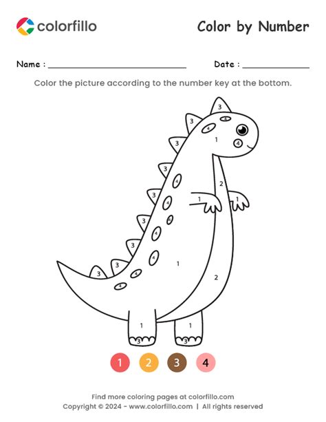 Free Online Dinosaur Color By Number Colorfillo