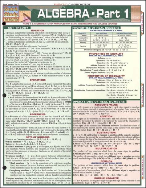 Algebra Quick Study Bar Charts