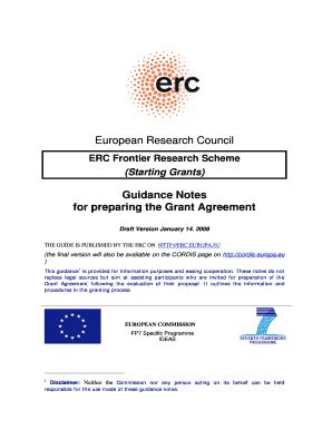 Fillable Online Eurosfaire Prd Guidance Notes For Preparing The Grant