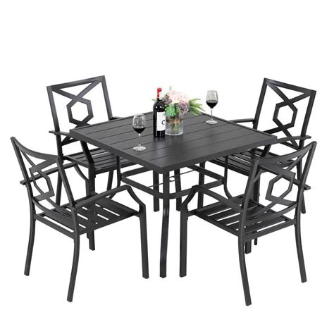 Nuu Garden 5 Piece Outdoor Dining Set With Umbrella Hole Patio