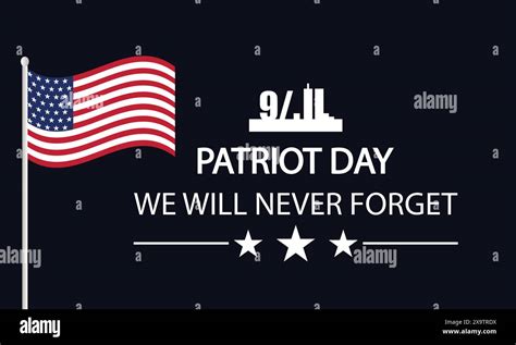 Remembering 911 A Tribute To Patriot Day With Flag Design Stock Vector