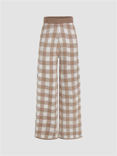 Knit Check Pants For School Daily Casual