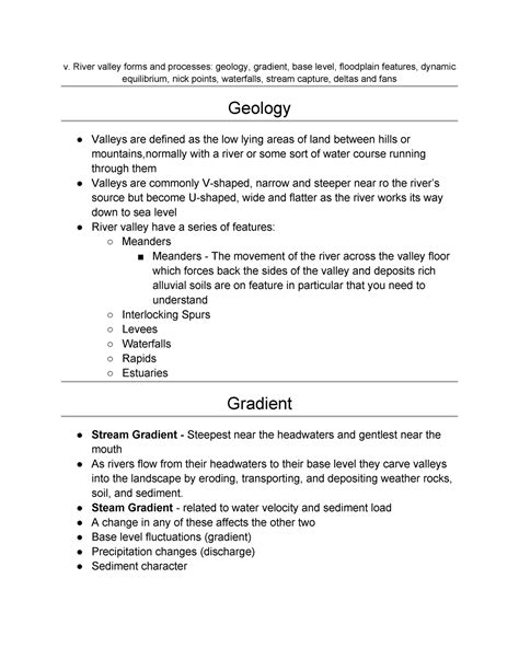 River Valley Forms & Processes - v. River valley forms and processes ...