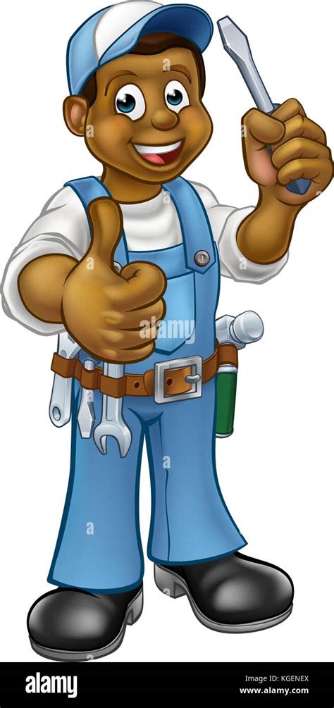 Black Cartoon Electrician Handyman Screwdriver Stock Vector Image And Art