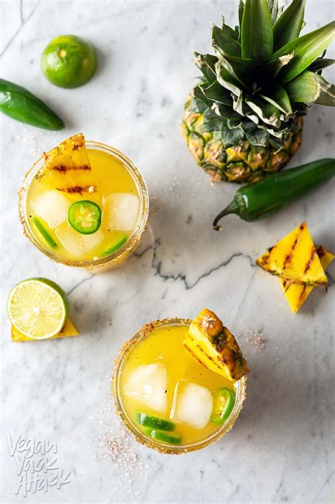 Charred Pineapple Jalapeño Margaritas Vegan Yack Attack