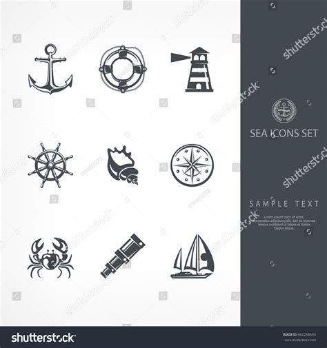 Nautical Objects Icons Marine Labels Logos Stock Vector Royalty Free