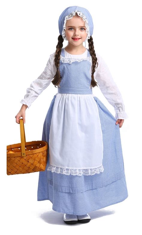 Girls Pioneer Olden Day Costume Pilgrim Frontier Colonial Victorian