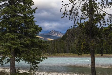 Flickriver Photoset Athabasca River Sunset Spotlit Mountains Jasper