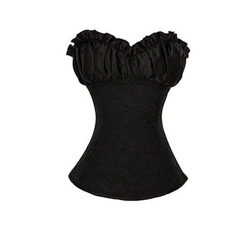 Women Strapless Jacquard Corset Classic Bridal Gothic Boned Overbust Bustier