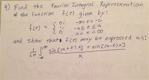 Solved Find The Fourier Integral Representation Of The Chegg