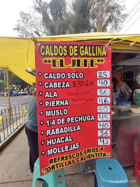 Carta Del Restaurante Caldos Del Gallina El Jefe Ciudad Del M Xico