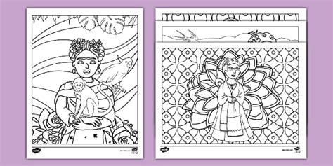 Frida Kahlo Coloring Sheets Professor Feito Twinkl