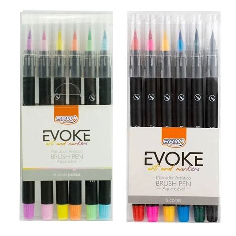 Marcador Dual Brush Pen Evoke E Fineliner C 6 Cores BRW Descubra O