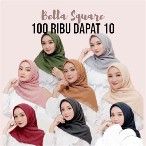 Jual Paket Hijab Bella Square Premium 100 Ribu Dapat 10 Pcs Shopee