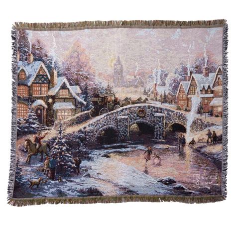 Thomas Kinkade Holiday Woven Tapestry Throw Spirit Of Christmas Ebay