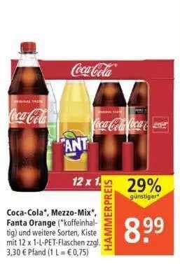 Coca Cola Fanta Orange Oder Mezzo Mix Angebot Bei Marktkauf