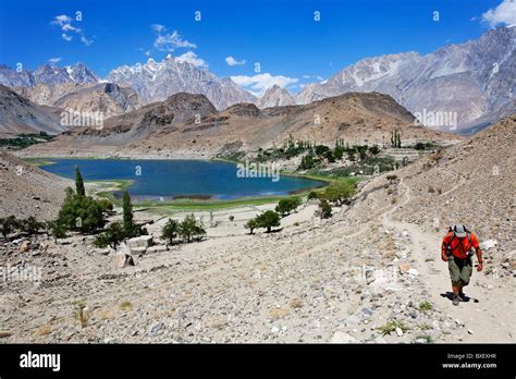 Pakistan Karakorum Hunza Valley Passu Borith Lake And Mountains