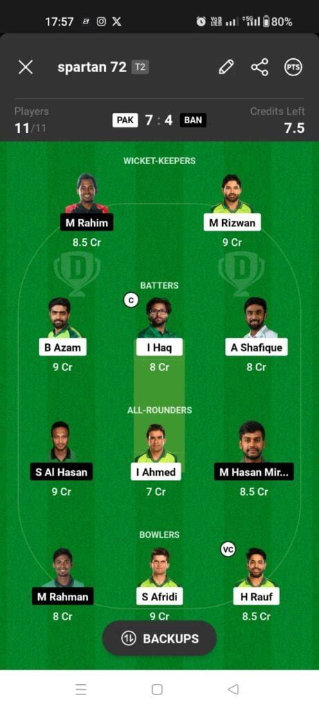 Pak Vs Ban Dream11 Team Prediction Today Player Stats Player Battle Playing 11 Pakistan Vs