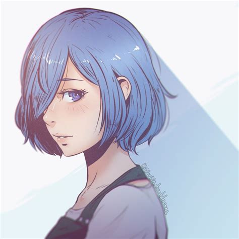 Blue Hair Cute Girl Art Tokyo Ghoul Tokyo Ghoul Anime Touka Kirishima