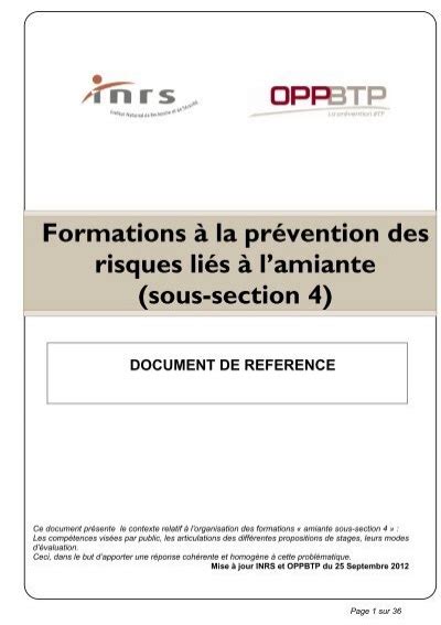 Formations La Pr Vention Des Risques Li S L Amiante Sous Section