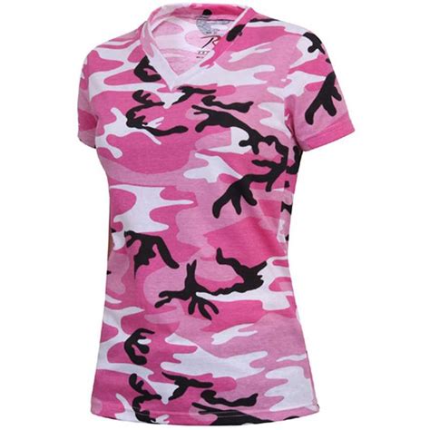 Womens Long Length Camo V Neck T Shirt Camouflageca